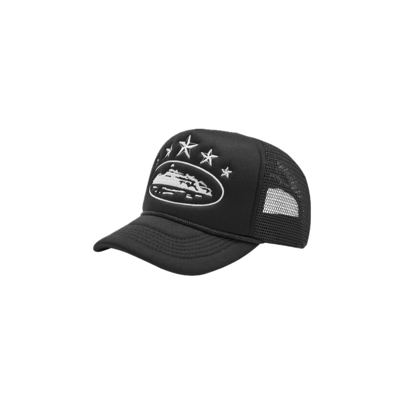 Corteiz - Alcatraz 5 Star Trucker Hat [ White / Black ]